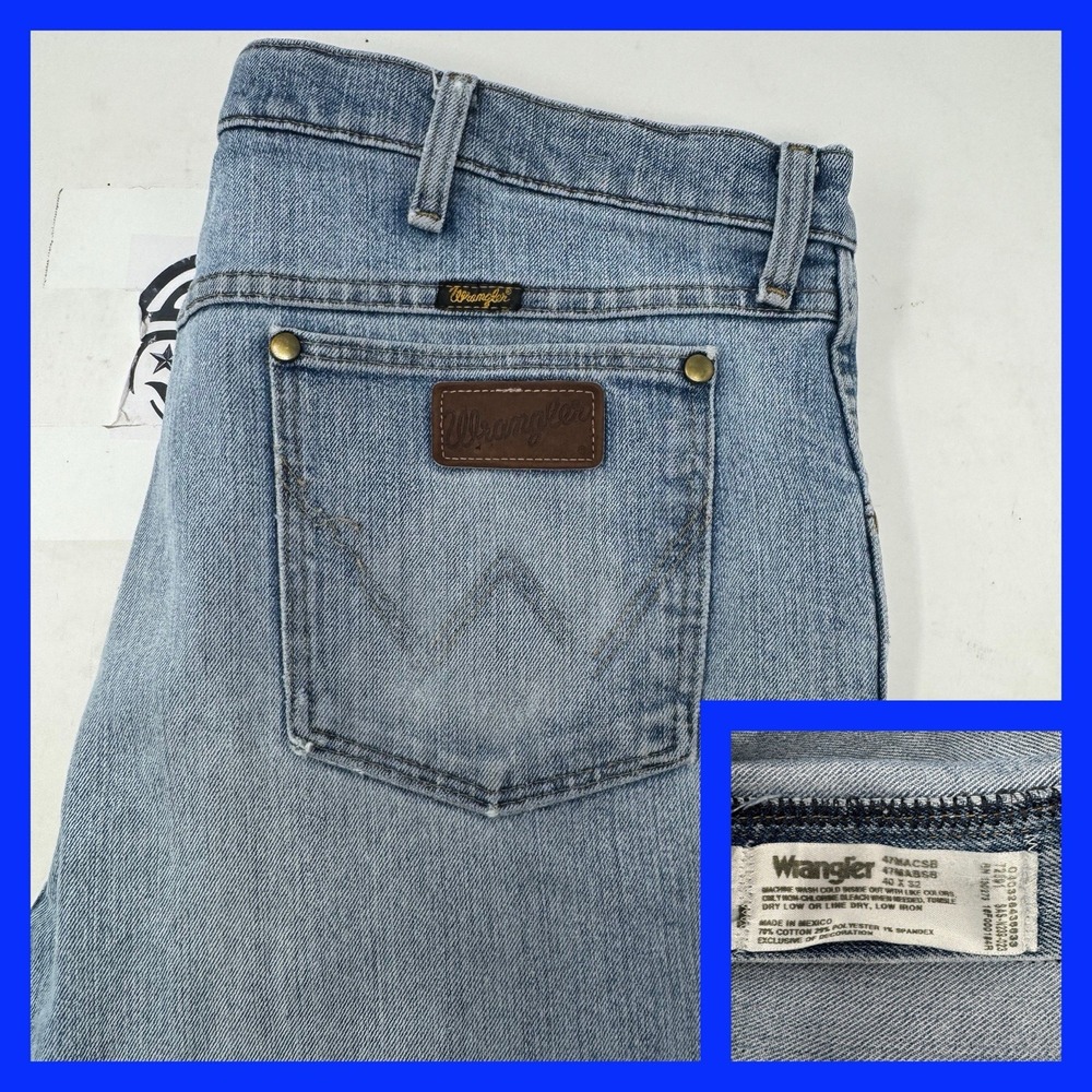 Wrangler Mens Advanced‎ Comfort Regular Fit Light Wash Denim Jeans Size 42x30